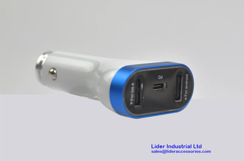 65W Super Fast Quick Car Charger for Macbook and smart Phones